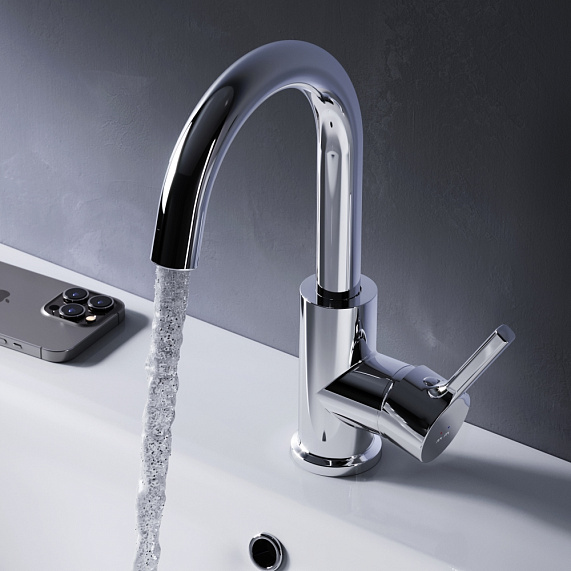 Смеситель для раковины/умывальника AM.PM X-Joy S, однорычажный, поворотный, керамический, длина излива 140 мм, латунь, цвет хром