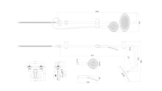 Душевая система Cersanit VIBE (смеситель стандартный) с изливом 3 режима шланг 150 металл, цвет черный матовый, комплект: однорычажный смеситель/тропический душ