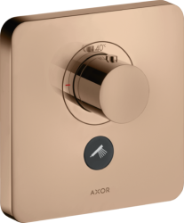 Смеситель для душа Axor ShowerSelect HighFlow softsquare, термостатический, скрытого монтажа, 1 потребитель, настенный, без излива/шланга/лейки, квадратный, латунный, цвет полированное красное золото, с клапаном для ручного душа, с термостатом