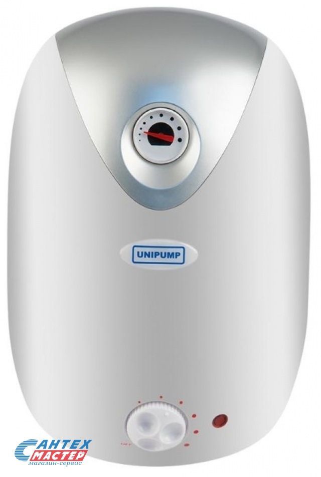 Водонагреватель 10 л Unipump КОМПАКТ 10 ПОД электрический, настенный, вертикальный, накопительный тип, 1.5 квт, 430х310х340 мм, 220в, (цвет серебристый, овальный, плоский) с верхней подводкой