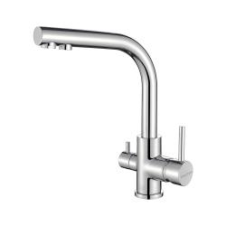 Смеситель для кухни/мойки Paulmark Essen, с подключением к фильтру/биканальный, однорычажный, поворотный излив, керамический картридж, высокий, длина излива 197 мм, латунь, цвет хром