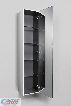 Пенал AM.PM Spirit 2.0 35, 165х35х35 см, навесной, (правый), с зеркальной дверцей, полки стеклянные, цвет белый, в ванную комнату