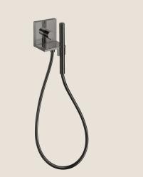Душевой гарнитур AXOR ShowerSolutions 120/120, комплект: запорный клапан/модуль ручного душа/ручной душ-«палочка»/шланг для душа, цвет полированный черный хром, скрытого монтажа, квадратный, настенный, для душа/ванной