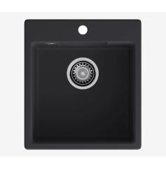 Мойка GranFest URBAN 644, 44х49 см, врезная, кварц, прямоугольная, цвет черный, с отверстием под смеситель, слив-перелив, без крыла, для кухни