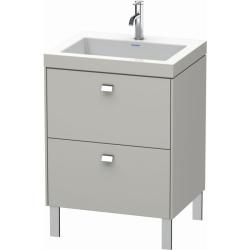 Тумба c раковиной Duravit Brioso, 60х48х70,1 см, напольная, 2 выдвижных ящика, ДСП, цвет: бетонно-серый/хром /Vero Air, мебельная, прямоугольная, цвет белый, фарфоровая, 1 отверстие под смеситель, без перелива