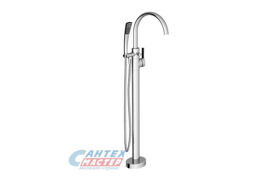 Смеситель для ванны/душа Ravak FM 080.00 рычажный, латунный, напольный, излив традиционный, с гибким шлангом, душем/лейкой, латунь хром, длинный, универсальный, вертикальный, кран, комплект, сантехника, размер, характеристики, высота, расстояние 