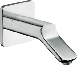 Излив для ванны Axor Urquiola, без переключателя на душ, настенный, неповоротный, латунь, цвет: хром, квадратный, длина излива 17,1 см, встраиваемый/встроенный, для смесителя/ванны/ванной/душевой, без смесителя