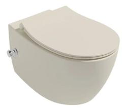 Унитаз подвесной ISVEA Sentimenti Neo, с функцией биде, 363х510х340 мм, цвет: слоновая кость матовая, горизонтальный (в стену) выпуск, без сиденья, безободковый, антивсплеск, под скрытый бачок