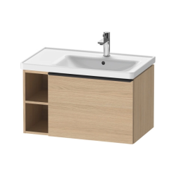 Тумба под раковину Duravit D-Neo, 78,4х45,2х44 см, подвесная, 1 выдвижной ящик, 1 боковая открытая полка слева, ДСП, цвет: натуральный дуб, шкафчик навесной, прямоугольная, левая, в ванную комнату