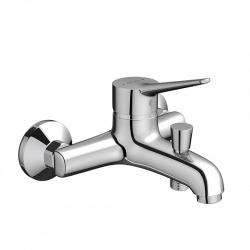 Смеситель для ванны/душа Dorff Optima однорычажный, керамический, настенный, излив короткий литой 128 мм, с гибким шлангом/лейкой, латунь, цвет хром 