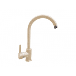 Смеситель для кухни/мойки GranFest, однорычажный, керамический картридж, высокий, с поворотным изливом, длина 188 мм, латунь, цвет песочный