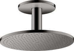 Верхний душ AXOR ShowerSolutions 300 2jet, с потолочным подсоединением, потолочный монтаж, круглый, с 2 режимами, размер 30 см, металлический, цвет: полированный черный хром, для душа/ванной