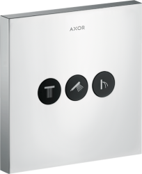 Смеситель для душа Axor ShowerSelect, термостатический, скрытого монтажа, 3 потребителя, настенный, без излива/шланга/лейки, квадратный, латунный, цвет хром, с 3 запорными клапанами, с термостатом