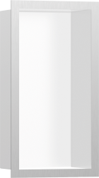 Полка Hansgrohe XtraStoris Individual 300/150/100, с дизайнерской рамой, размер 30х15х10 см, встраиваемая в нишу, форма прямоугольная, цвет матовый белый/шлифованная сталь, нержавеющая сталь, встроенная/настенная, шкаф/короб