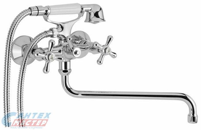 Смеситель для ванны/душа Mofem Treff 604 двухвентильный, резиновая кран-букса , излив поворотный 300 мм 145-0021-01