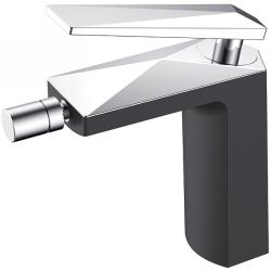 Смеситель для биде Boheme Venturo, однорычажный, неповоротный, керамический, длина излива 135 мм, латунь, цвет черный/хром