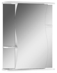 Зеркальный шкаф Домино Волна Айсберг 2-55, 566х157х700 мм, без подсветки, подвесной, цвет белый, зеркало, 1 распашная дверца/открытые полки, прямоугольный, левый, левосторонний