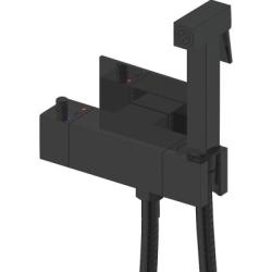 Гигиенический душ ROSE со смесителем/лейкой, термостатический, для унитаза/биде, однорычажный, скрытого монтажа/встраиваемый, настенный, керамический, латунь, цвет черный матовый