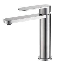 Смеситель для раковины/умывальника Raglo R10.10.05 однорычажный, неповоротный, фиксированный, излив длина 135 мм высота 143 мм нержавеющая сталь, цвет сатин