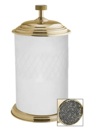 Ведро для мусора Boheme Royal Cristal Black, с крышкой, напольное, латунь/сталь/стекло, форма округлая, для туалета/ванной/кухни, цвет золото