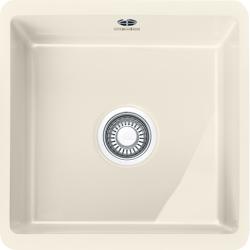 Мойка кухонная Franke KUBUS KBK 110-40, 44,5х44,5 см, врезная, керамическая (Fraceram®), квадратная, цвет ваниль, без отверстия под смеситель, без крыла, слив-перелив, врезная в столещницу, для кухни