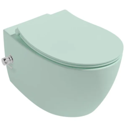 Унитаз подвесной ISVEA Sentimenti Neo, с функцией биде, 363х510х340 мм, цвет: мятный матовый, горизонтальный (в стену) выпуск, без сиденья, безободковый, антивсплеск, под скрытый бачок