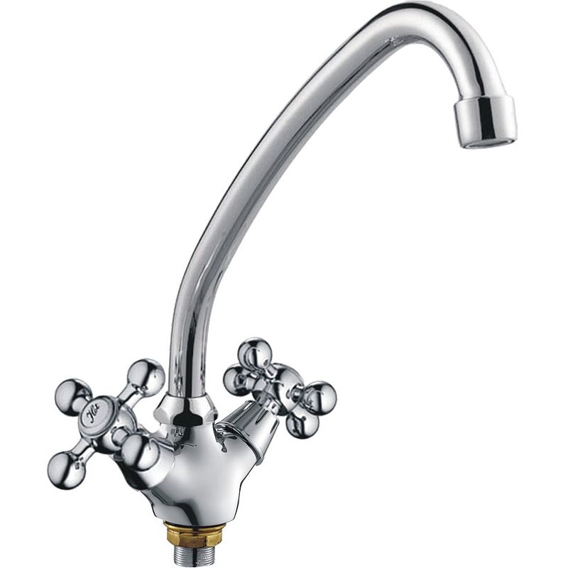 Смеситель для кухни/мойки HAIBA CRON двухвентильный, поворотный, длина 215 мм, силумин, цвет хром