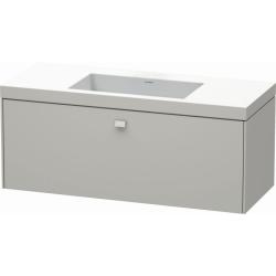 Тумба c раковиной Duravit Brioso, 120х48х50,2 см, подвесная, 1 выдвижной ящик, ДСП, цвет: бетонно-серый /Vero Air, мебельная, прямоугольная, цвет белый, фарфоровая, 1 отверстие под смеситель, без перелива