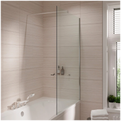 Шторка для ванны GROSSMAN 80х150 см, прозрачное стекло, профиль хром, ограждение/неподвижная, односекционная, плоская/панель, универсальная