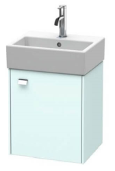 Тумба под раковину Duravit Brioso, 44х31х68,5 см, напольная, цвет: светло-голубой/хром, 1 распашная дверца/одностворчатая, стеклянная полка, ДСП, прямоугольная, левая, в ванную комнату