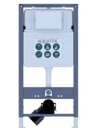 Инсталляция Aquatek Pneumo S50 без кнопки, система для подвесного унитаза, со скрытым смывным бачком (бак), комплект, размеры рамы (каркас) 530х100х1130 мм, звукоизоляционная прокладка, пневматическая