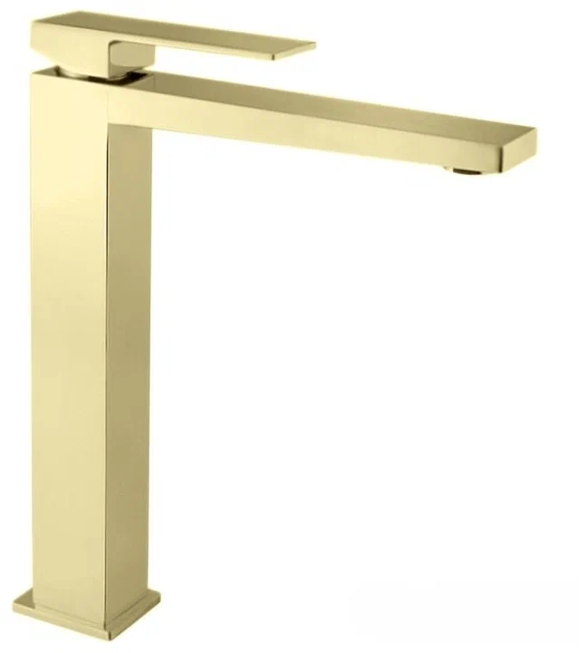 Смеситель для раковины Webert Pegaso однорычажный, высокий, неповоротный, длина 175 мм, латунь, цвет золотой матовый