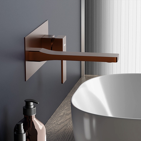 Смеситель для раковины/умывальника Damixa Gala, встраиваемый, однорычажный, неповоротный, керамический, длина излива 183 мм, латунь, цвет розовое золото