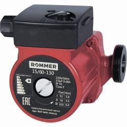 Насос циркуляционный ROMMER 15/60-130, L130 мм, 2,6 м³/ч, напор 6 м, 93Вт, 220 В, с гайками, повышающий давление, для систем отопления частных домов, квартир RCP-0002-1560130
