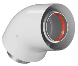 Отвод дымохода коаксиальный Okseler D60/100 промежуточный 45° в комплекте хомут (наружный диаметр п/п), для дымохода