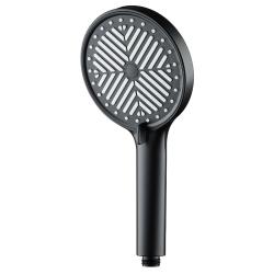 Лейка душевая Melodia LUXE d120мм, ручная, круглая, 3 режима, цвет: черный, пластик, для душа/ванной