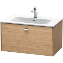 Тумба под раковину Duravit Brioso, 82х47,9х44,2 см, подвесная, 1 выдвижной ящик, ДСП, цвет: дуб европейский/хром, шкафчик навесной, механизм доводчика, прямоугольная, правая/левая, в ванную комнату