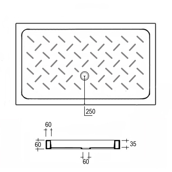 Душевой поддон RGW Ceramics CR, 72х90х6 см, прямоугольный, керамический, низкий, цвет: белый, с антискользящим покрытием, с бортиком, литой, литьевой, для душа