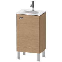 Тумба под раковину Duravit Brioso, 44х31х68,5 см, напольная, цвет: дуб европейский/хром, 1 распашная дверца/одностворчатая, стеклянная полка, ДСП, прямоугольная, правая, в ванную комнату