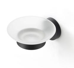 Мыльница IDDIS Sena, настенная, сплав металлов/стекло, форма округлая, для душа/мыла, в ванную/туалет/душевую кабину, цвет черный матовый