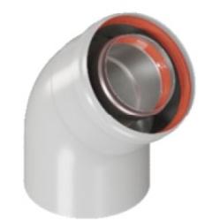 Отвод дымохода коаксиальный ROMMER 60/100 промежуточный 45° м/п раструбный, для дымоходов