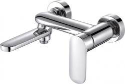 Душевая система Bravat Opal, высота 1320 мм, цвет хром, комплект: однорычажный смеситель/излив/тропический душ (с верхней лейкой)/стойка/лейка/шланг, наружного монтажа