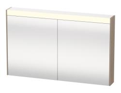 Зеркальный шкаф Duravit Brioso, 102х76х14,8 см, подвесной, цвет: лен, зеркало с подсветкой LED/ЛЭД, выключатель/розетка, с 2 распашными дверцами/двухстворчатый, 2 стеклянные полки, прямоугольный