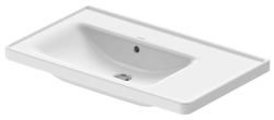 Раковина DURAVIT D-Neo 80х48х17 см, подвесная, прямоугольная, санфарфор, с крылом, чаша слева,  цвет белый, без отверстия под смеситель, слив/перелив, левая