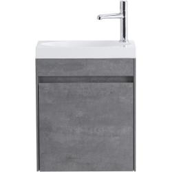 Тумба под раковину BelBagno Pietra Mini 46, 45,4х25,7х52 см, подвесная, 1 распашная дверь, МДФ, цвет: цемент, шкафчик навесной, прямоугольная, левая, в ванную комнату, левосторонняя