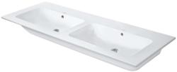 Раковина DURAVIT ME by Starck, 130х49х18 см, подвесная, двойная (две чаши) прямоугольная, санфарфор, цвет белый шелковисто-матовый, без отверстия под смеситель, слив/перелив