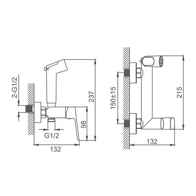 Смеситель с гигиеническим душем Splenka S41.51.09, настенный, однорычажный, керамический, без излива, с гибким шлангом/лейкой, латунь, цвет графит