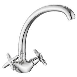 Смеситель для кухни/мойки Splenka S80.42 двухвентельный, поворотный, высокий излив, длина излива 218 мм, латунь, цвет хром