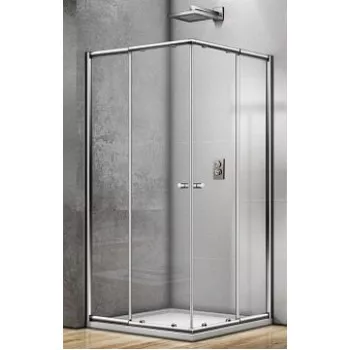 Душевое ограждение BAS JAZZE CR-90-C-G  90х90х185 см, прозрачное стекло, профиль золото, правое/левое, квадратное/угловое, раздвижное