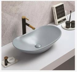 Раковина для ванной CeramaLux NC 7811AMHL-4 61,5х15,5х36 накладная, овальная, керамическая/фарфоровая, цвет голубой, без отверстия под смеситель, без слива-перелива